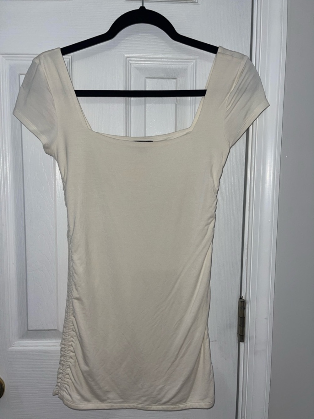 Cream Square Neck Short Sleeve Top